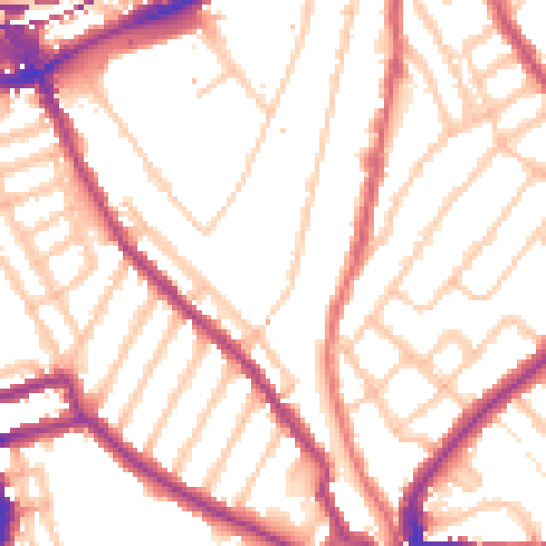 Daytime road noise heatmap for SE24 0DN