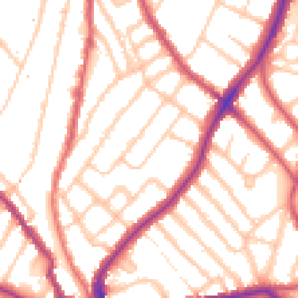 Daytime road noise heatmap for SE24 0DQ