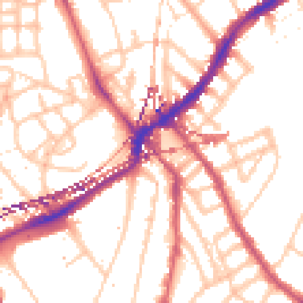 Daytime road noise heatmap for SE24 0HJ