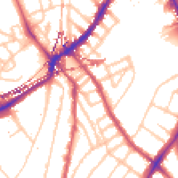 Daytime road noise heatmap for SE24 0HS