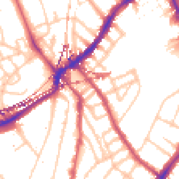 Daytime road noise heatmap for SE24 0HW
