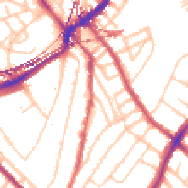 Daytime road noise heatmap for SE24 0HY