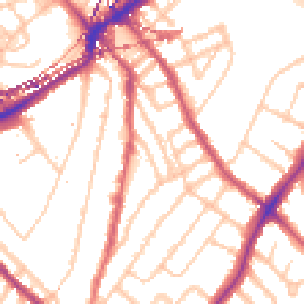 Daytime road noise heatmap for SE24 0HZ