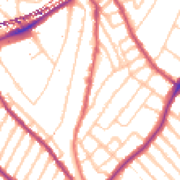 Daytime road noise heatmap for SE24 0JB