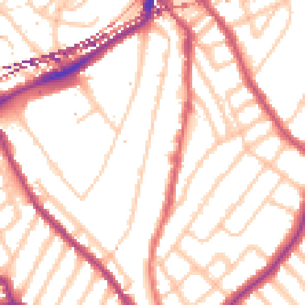 Daytime road noise heatmap for SE24 0QT