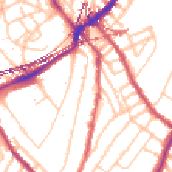 Daytime road noise heatmap for SE24 0QZ