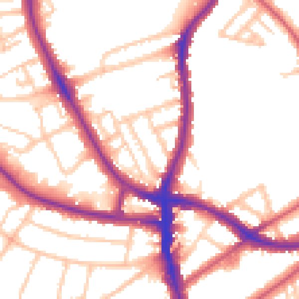 Daytime road noise heatmap for SE24 9BA