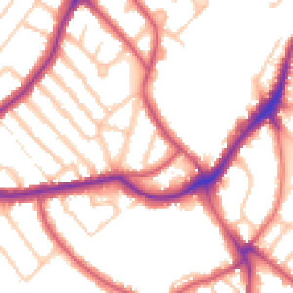 Daytime road noise heatmap for SE24 9JL