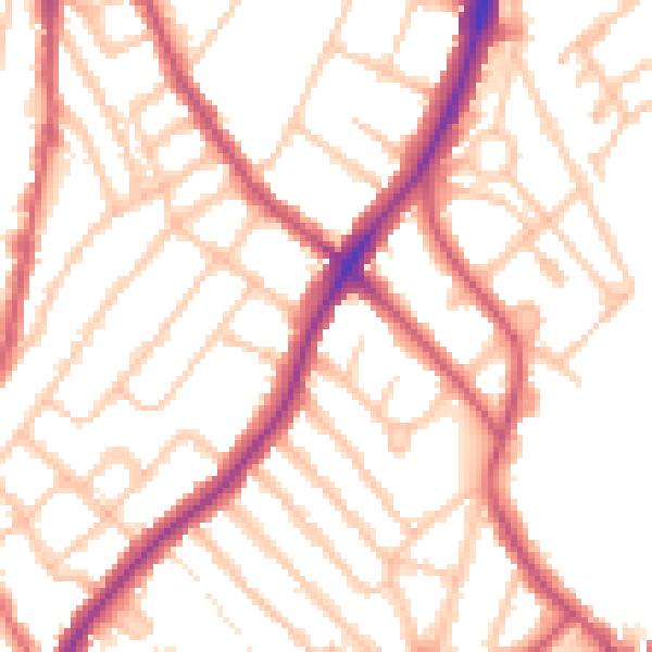 Daytime road noise heatmap for SE24 9NF