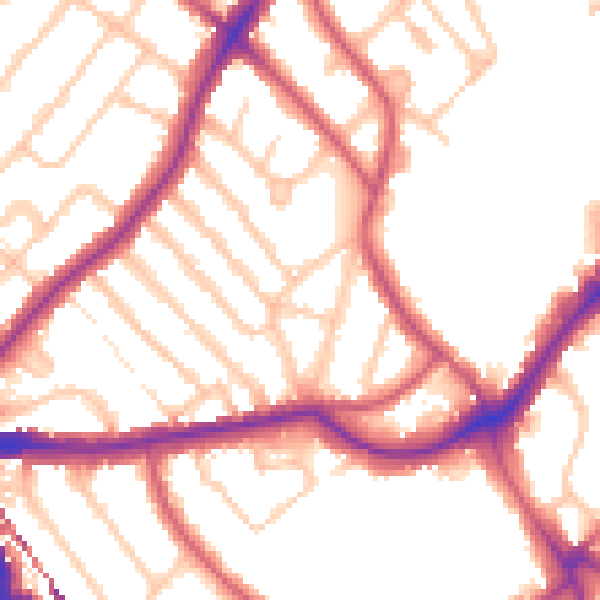 Daytime road noise heatmap for SE24 9NT