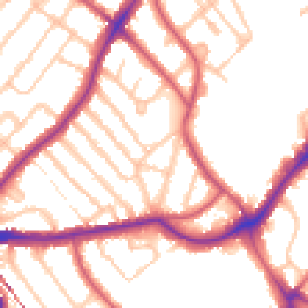 Daytime road noise heatmap for SE24 9NU