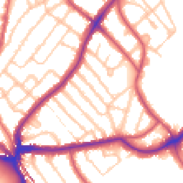 Daytime road noise heatmap for SE24 9NY