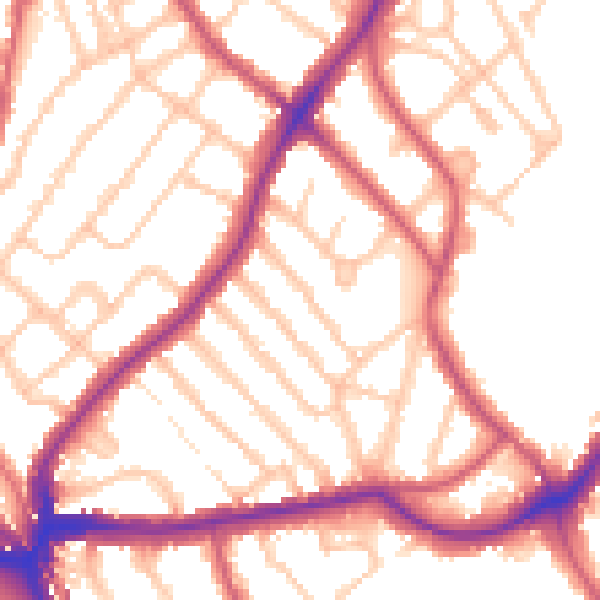 Daytime road noise heatmap for SE24 9NZ