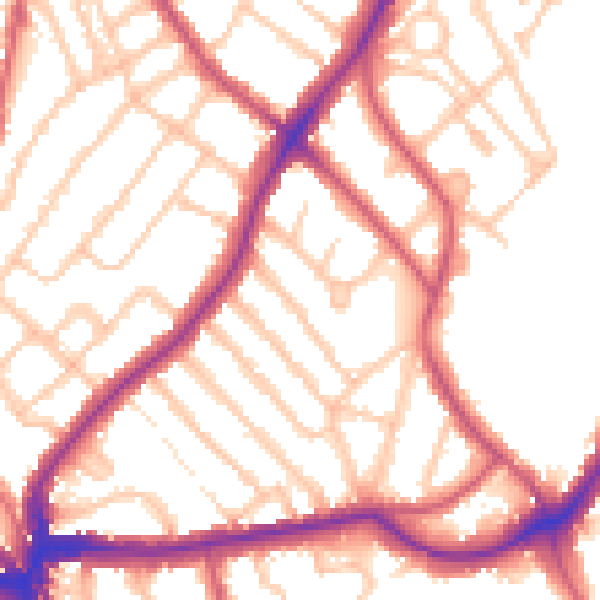 Daytime road noise heatmap for SE24 9PA