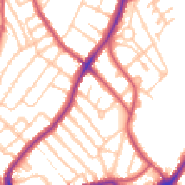 Daytime road noise heatmap for SE24 9PQ