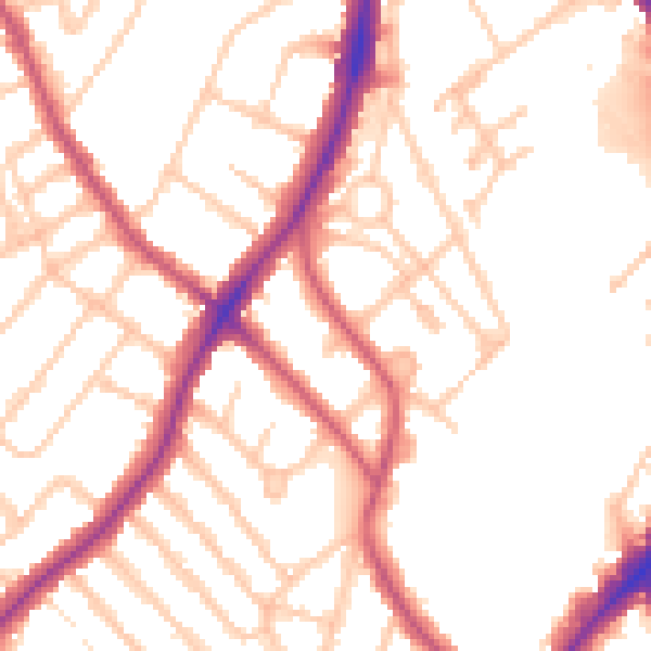 Daytime road noise heatmap for SE24 9PY