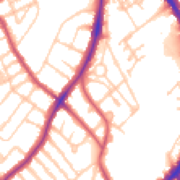 Daytime road noise heatmap for SE24 9PZ