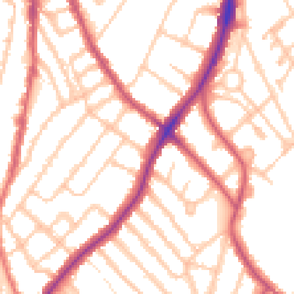 Daytime road noise heatmap for SE24 9QT