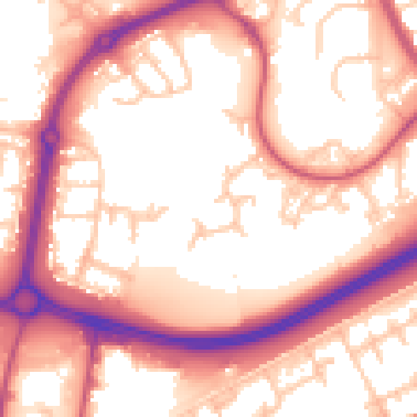 Daytime road noise heatmap for SE28 8EN