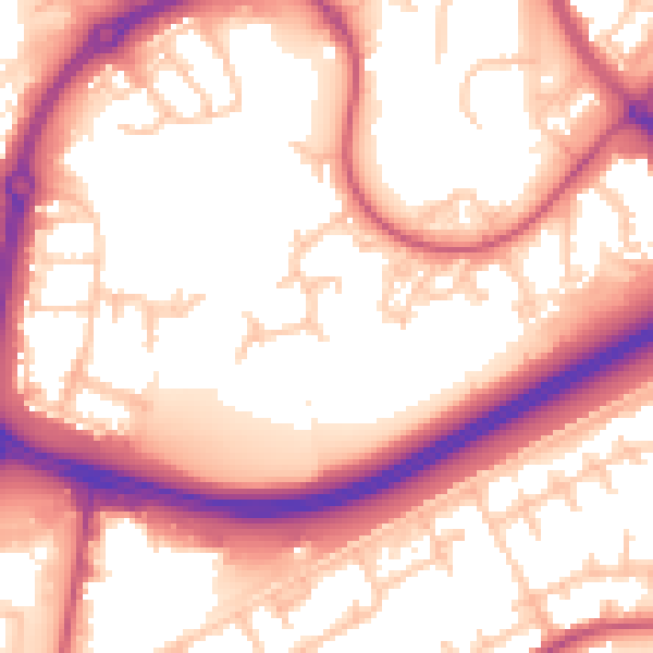 Daytime road noise heatmap for SE28 8EQ