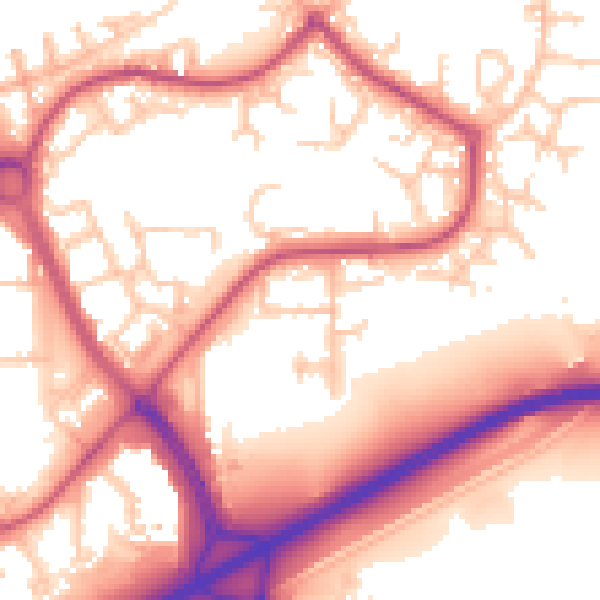Daytime road noise heatmap for SE28 8HE