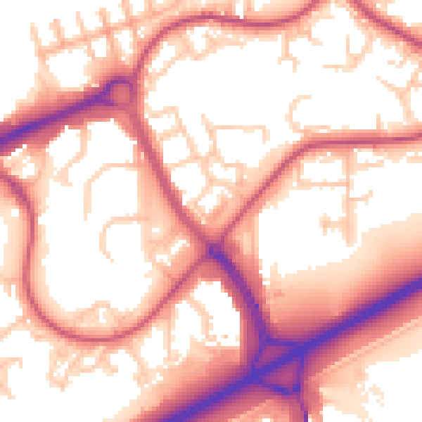 Daytime road noise heatmap for SE28 8JY
