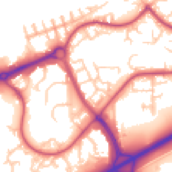 Daytime road noise heatmap for SE28 8LJ