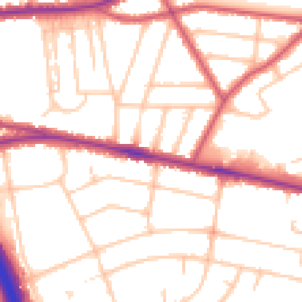 Daytime road noise heatmap for SE3 8UN