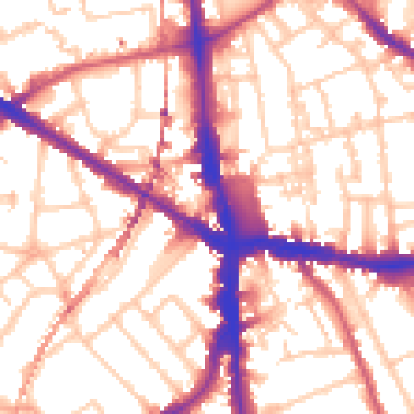 Daytime road noise heatmap for SE5 0AX