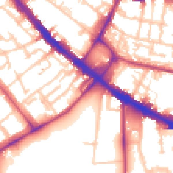 Daytime road noise heatmap for SE5 0DS