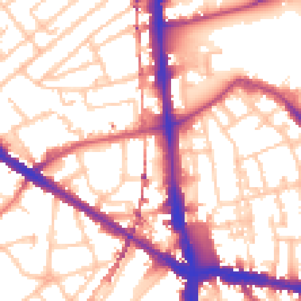 Daytime road noise heatmap for SE5 0EA