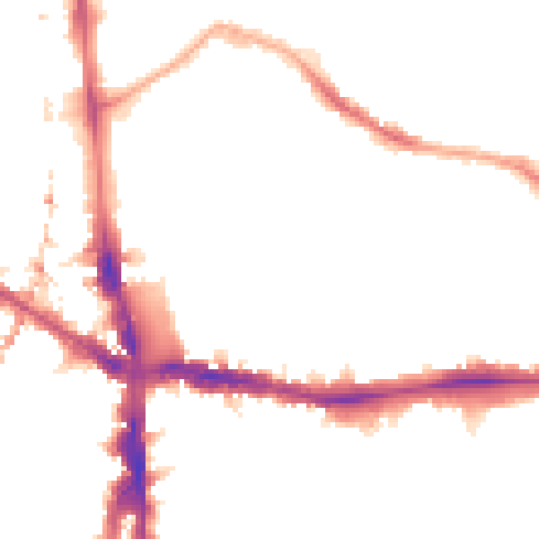 Night-time road noise heatmap for SE5 7AX