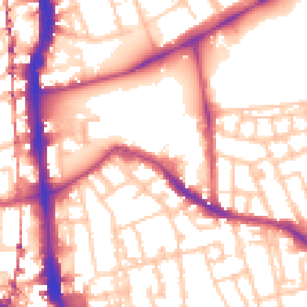 Daytime road noise heatmap for SE5 7SW