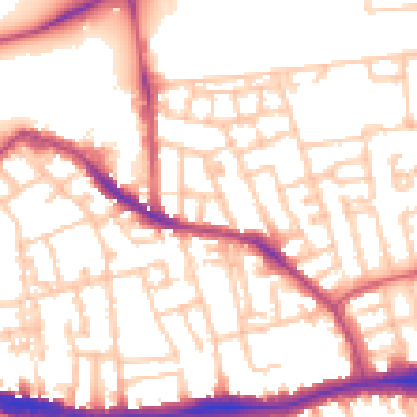 Daytime road noise heatmap for SE5 7TE