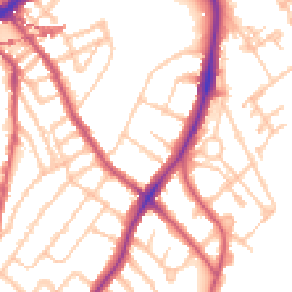 Daytime road noise heatmap for SE5 8EA
