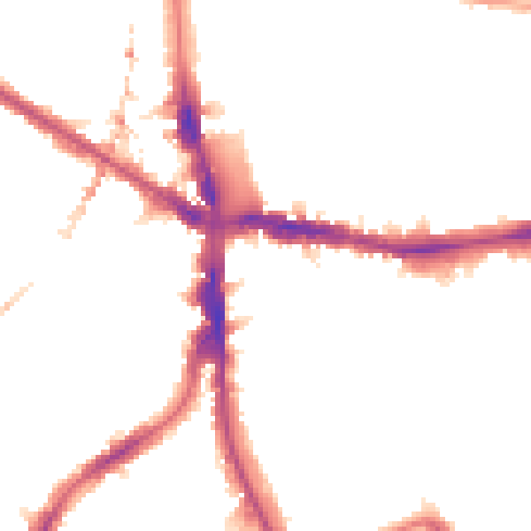 Night-time road noise heatmap for SE5 8QS