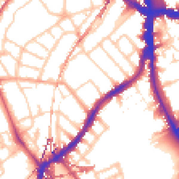 Daytime road noise heatmap for SE5 9BY