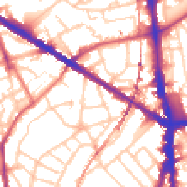 Daytime road noise heatmap for SE5 9LA