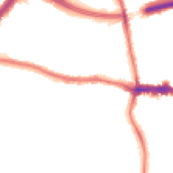 Night-time road noise heatmap for SE9 5HD