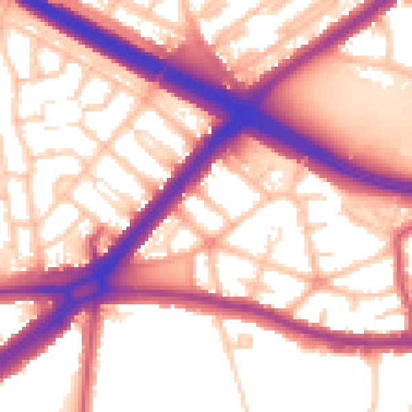Daytime road noise heatmap for SE9 6DZ