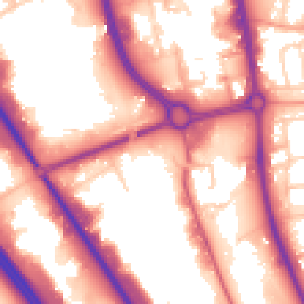 Daytime road noise heatmap for SG1 1AU