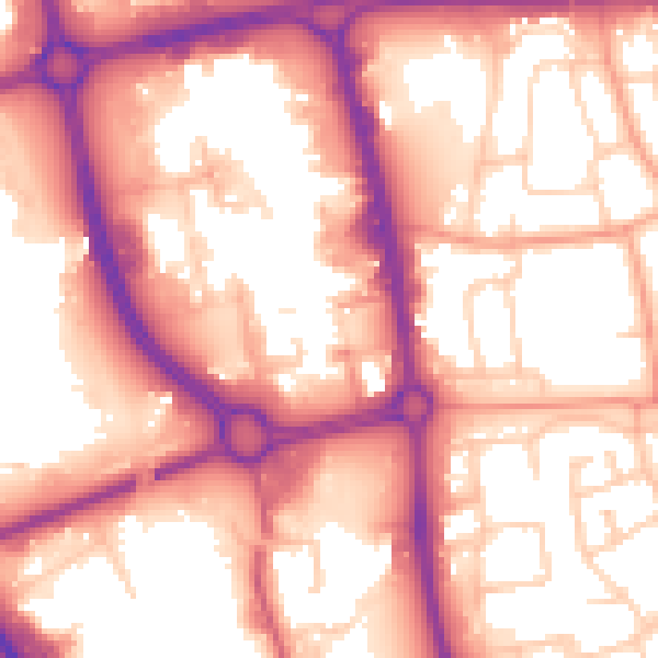 Daytime road noise heatmap for SG1 1EW