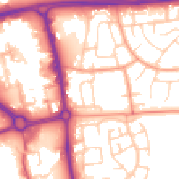 Daytime road noise heatmap for SG1 1JB