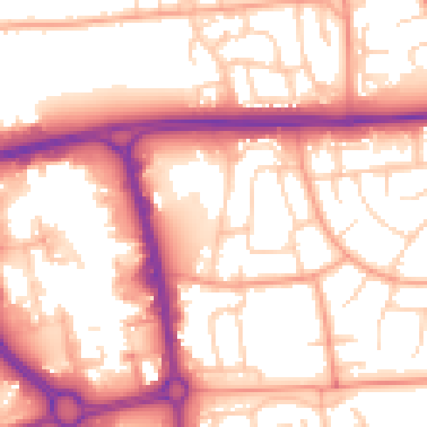 Daytime road noise heatmap for SG1 1JN