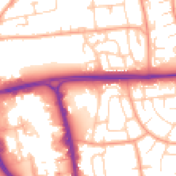 Daytime road noise heatmap for SG1 1JS