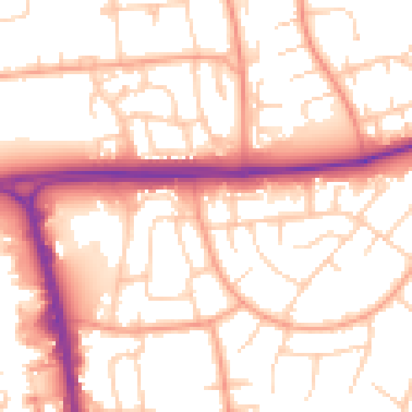 Daytime road noise heatmap for SG1 1LT