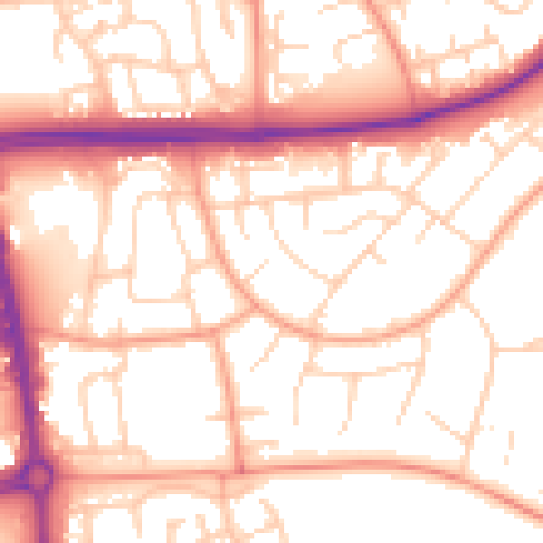 Daytime road noise heatmap for SG1 1NL