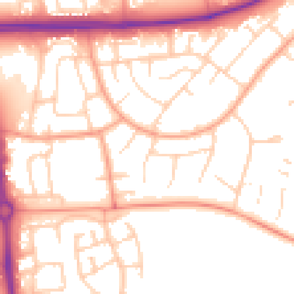 Daytime road noise heatmap for SG1 1NP