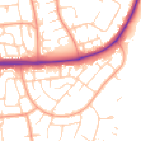 Daytime road noise heatmap for SG1 1PP