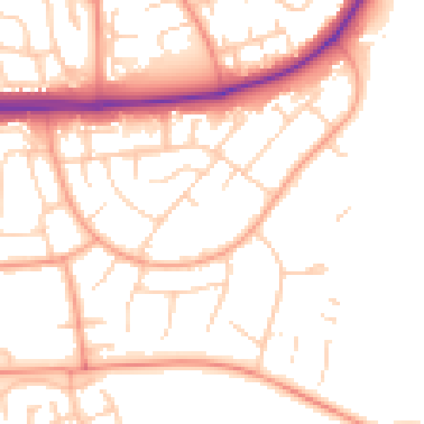 Daytime road noise heatmap for SG1 1QA